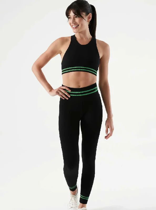 NUX Active Women's Mel C Sports Bra - Black Green Chic Lace Bra