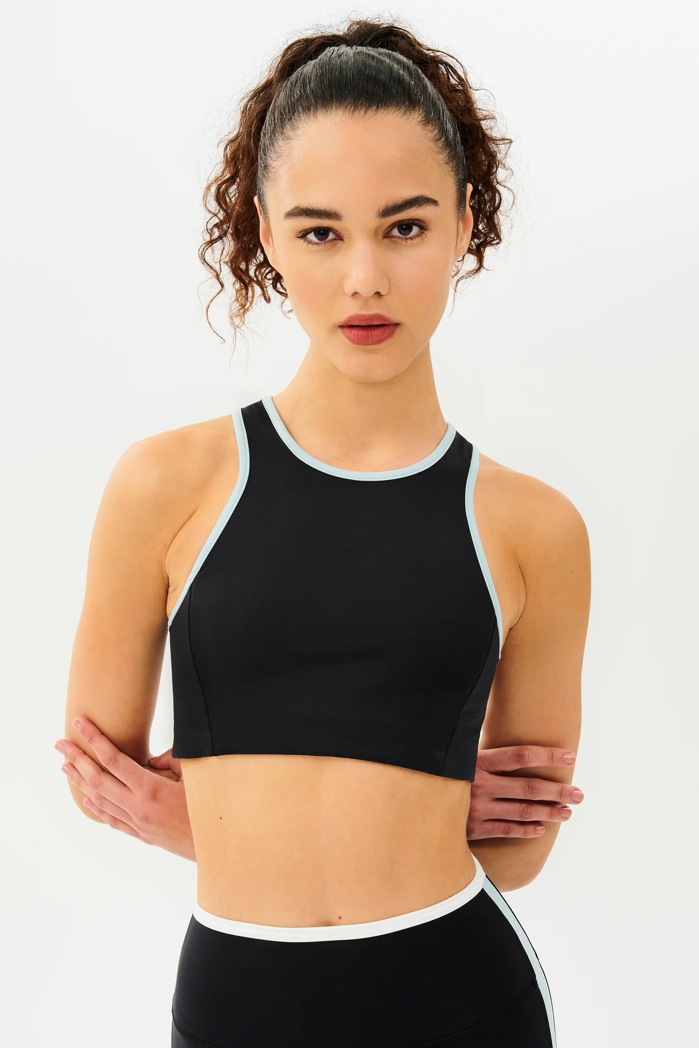 Splits59 Blake Rigor Sports Bra - Black Teal Soft Lace Bralette