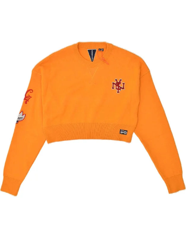 SUPERDRY Womens Crop Sweatshirt Jumper UK 10 Small Yellow Cotton Hoodie Crop Top Short Trendy SUPERDRY Womens Crop Sweatshirt Jumper UK 10 Small Yellow Cotton Hoodie Crop Top Short Trendy
