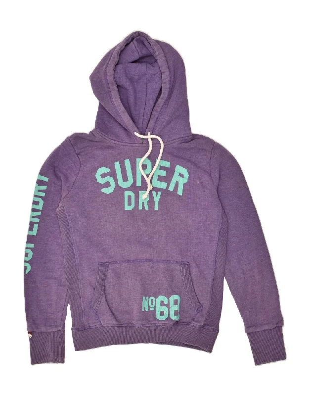 SUPERDRY Womens Graphic Hoodie Jumper UK 14 Large Purple Cotton Hoodie Sweatshirt Pullover SUPERDRY Womens Graphic Hoodie Jumper UK 14 Large Purple Cotton Hoodie Sweatshirt Pullover