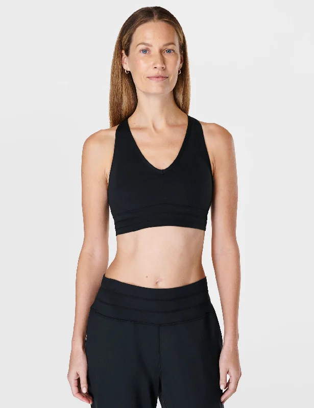 Gaia Yoga Bra - Black Stretchy Wireless Bra