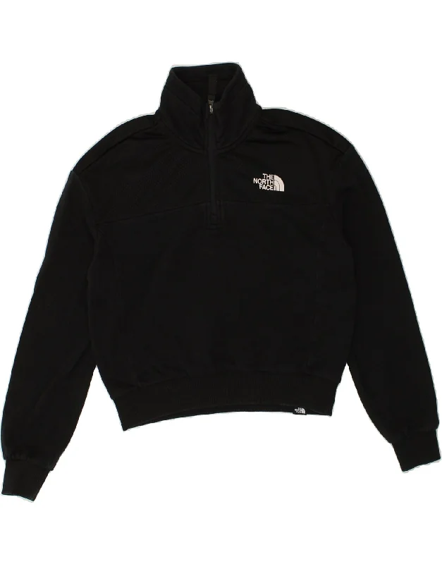 THE NORTH FACE Womens Crop Zip Neck Sweatshirt Jumper UK 14 Medium Black Hoodie with Set-In Sleeves Structured Classic THE NORTH FACE Womens Crop Zip Neck Sweatshirt Jumper UK 14 Medium Black Hoodie with Set-In Sleeves Structured Classic