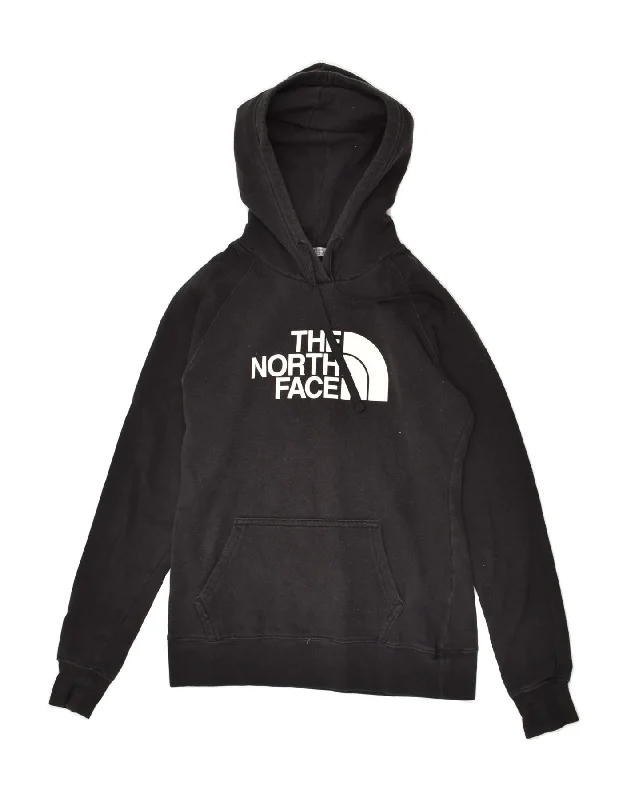 THE NORTH FACE Womens Graphic Hoodie Jumper UK 4 XS Black Cotton Hooded Sweatshirt Casual Wear Street Style