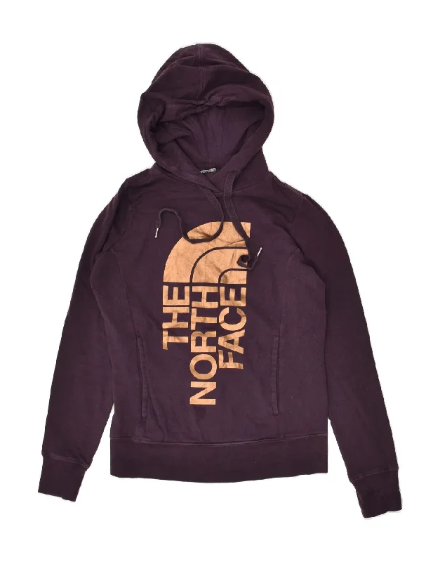 THE NORTH FACE Womens Graphic Hoodie Jumper UK 4 XS Purple Cotton Hoodie Crop Top Short Trendy