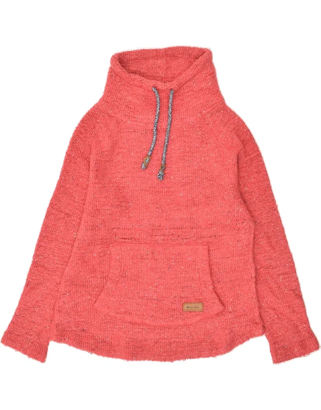 WEIRD FISH Womens Roll Neck Sweatshirt Jumper UK 12 Medium  Red Acrylic Hoodie with Hem Elastic Stretchable Comfortable