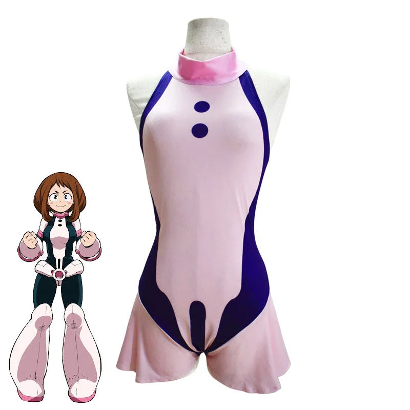 Anime My Hero Academia Ochaco Uraraka Swimsuit Cosplay Costume Monokini Swimsuit Design