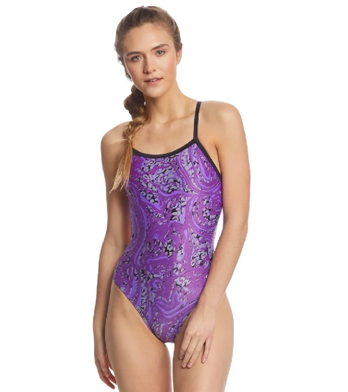 Dolfin XtraSleek Eco Women's Hurricane V-2 Back One Piece Swimsuit Purple Monokini Swimsuit Design