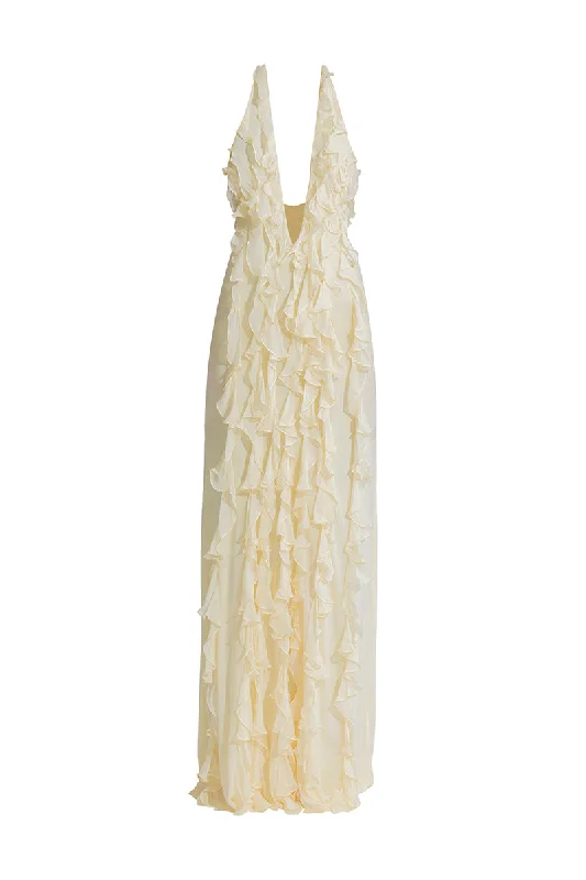 ELA OFF WHITE MAXI DRESS Stylish Button-Up Maxi Dress