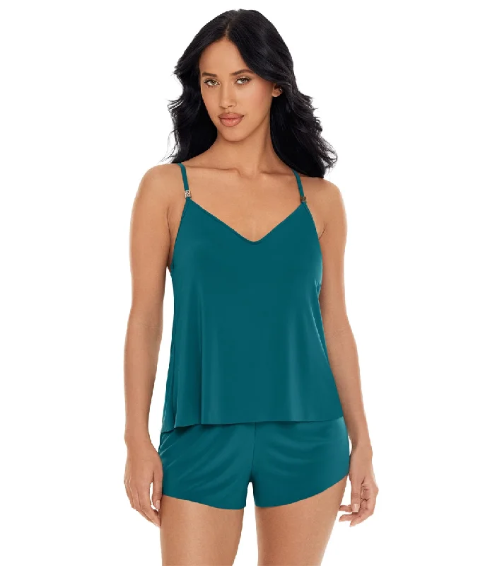 Magicsuit by Miraclesuit Solid Mila Swim Romper Peacock Strappy Back Bikini