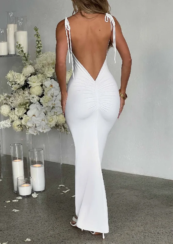 NADIA MAXI DRESS in White Fashionable Sheer Maxi Dress