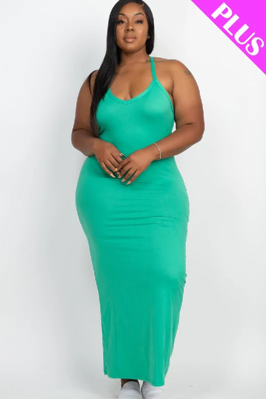 Maxi Dress with Racerback Design in Plus Size Classic Strapless Maxi Dress