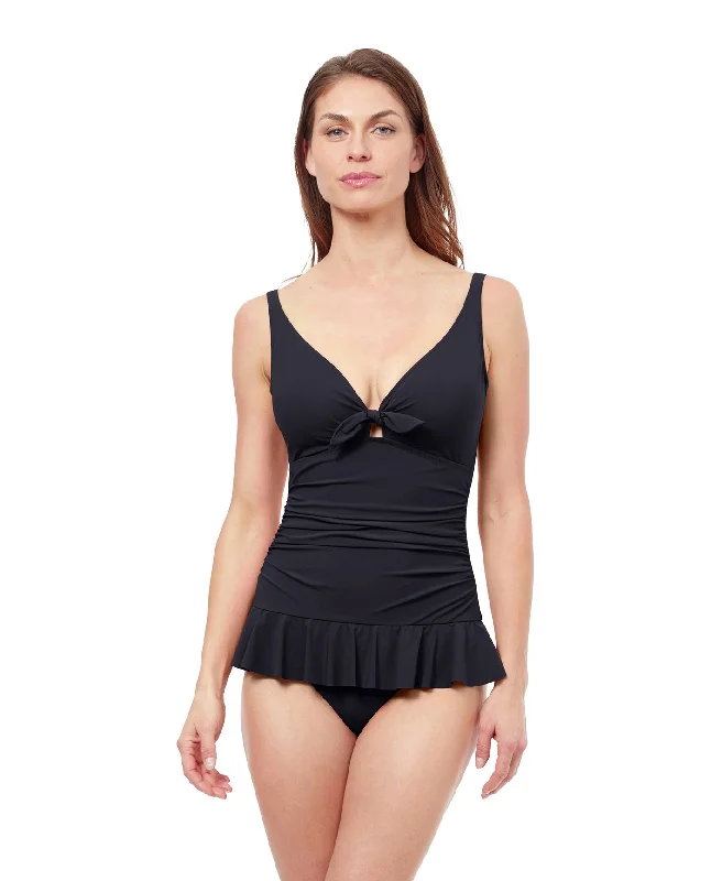 Profile By Gottex Dandy Tie Front V-Neck Swimdress Adjustable Strap Swimsuit