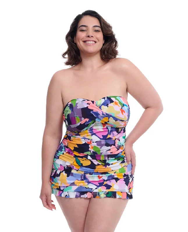 Profile By Gottex Holi Plus Size Underwire Bandeau Swimdress Adjustable Swim Top