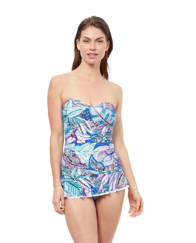 Profile By Gottex Tropic Boom Bandeau Strapless Shirred Swimdress Plus-Size Bikini Set