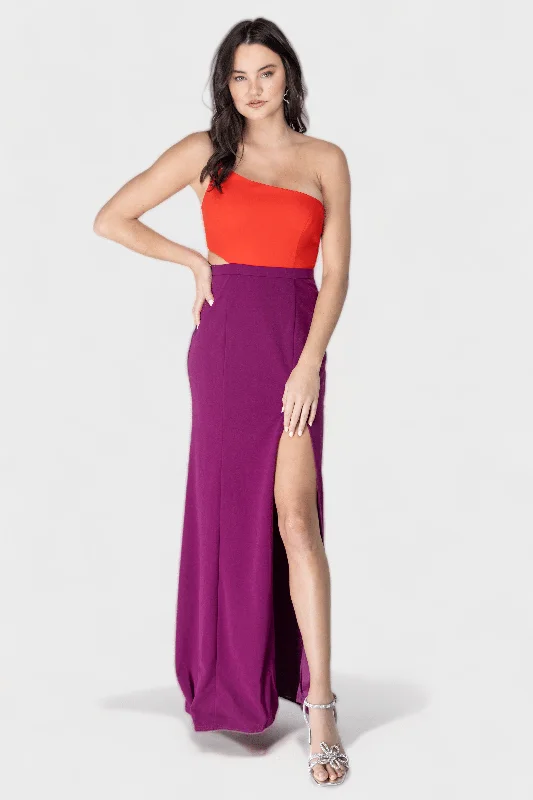 Secret Happiness Color Block Maxi Dress Fashionable High-Waist Maxi Dress