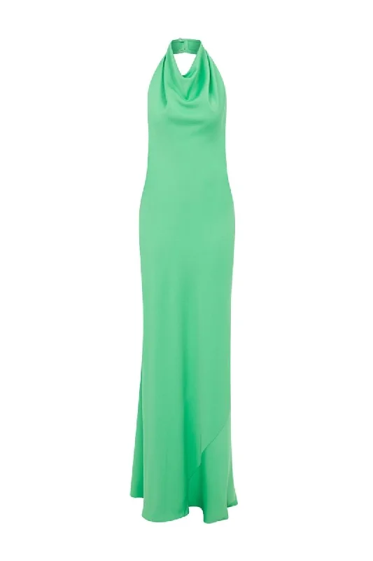 SOFIA COWL NECK BIAS CUT MAXI DRESS Stylish Maxi Dress with Pleats