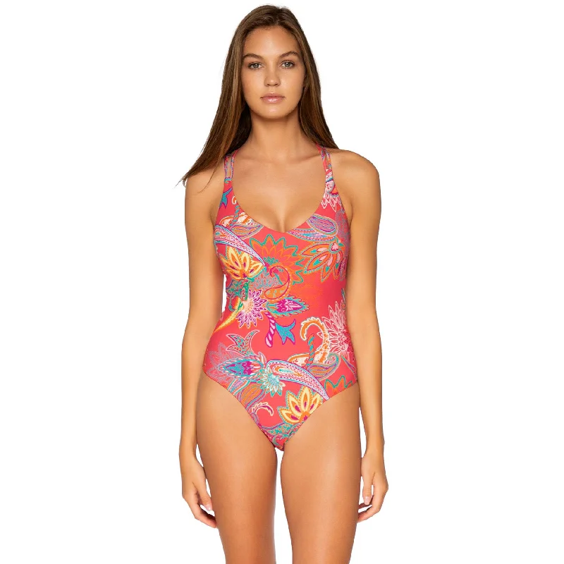 Sunsets Veronica Island Bliss One Piece Womens Swimsuit Mesh Panel Swimwear