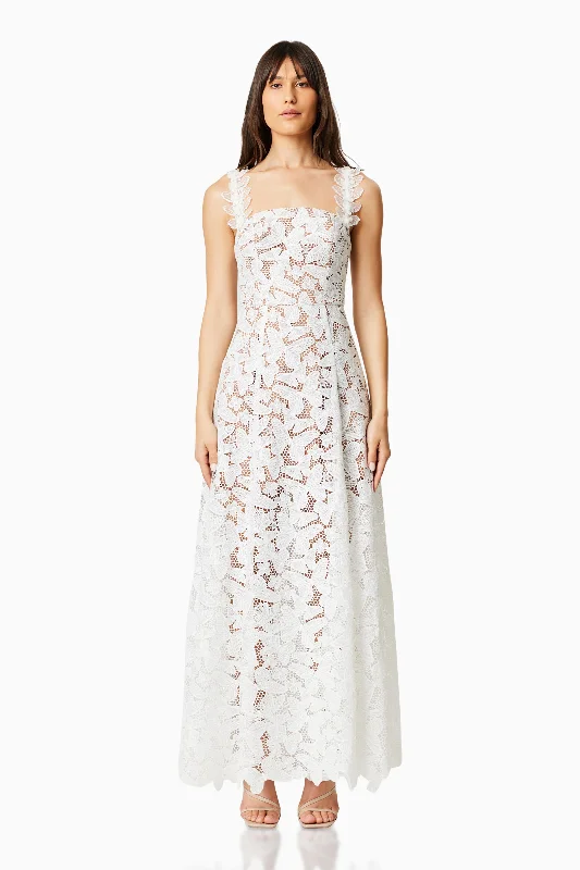 Symi Lace Maxi Dress In White Comfortable Bohemian Maxi Dress