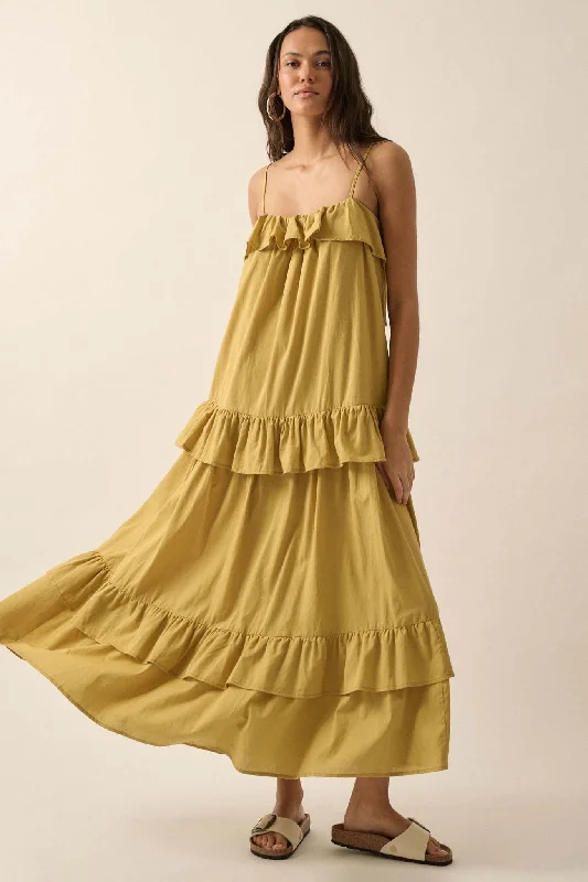 Through the Valley Tiered Ruffle Maxi Dress Trendy Maxi Dress with Lace