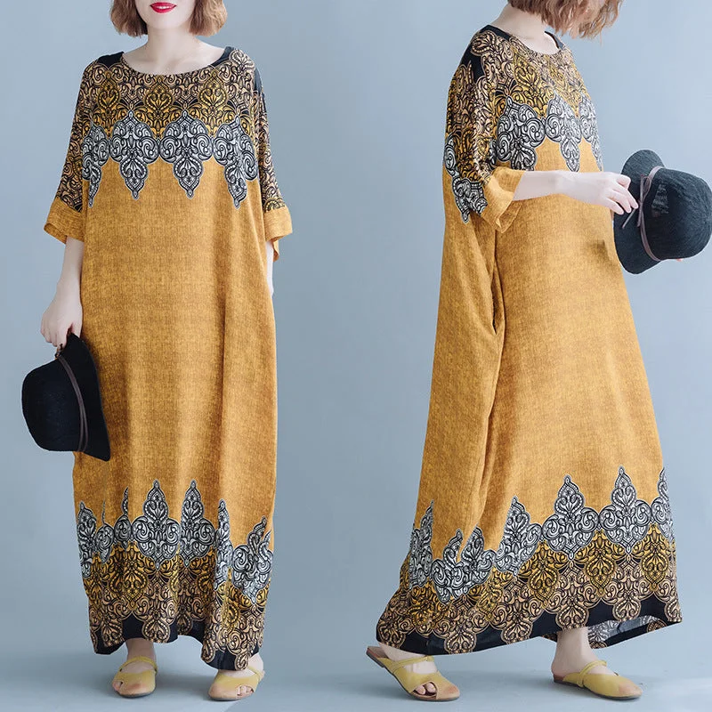 Vintage Cozy Plus Sizes Long Maxi Dresses Elegant Maxi Dress with Slit