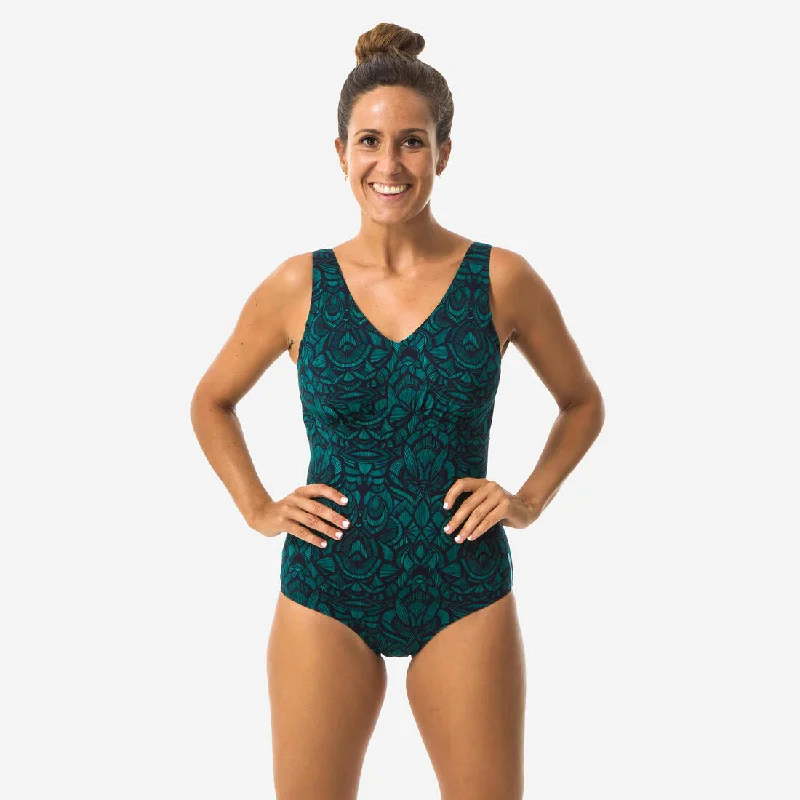 Women's 1-piece swimsuit Romi Nick black green Playful Pattern Swimsuit