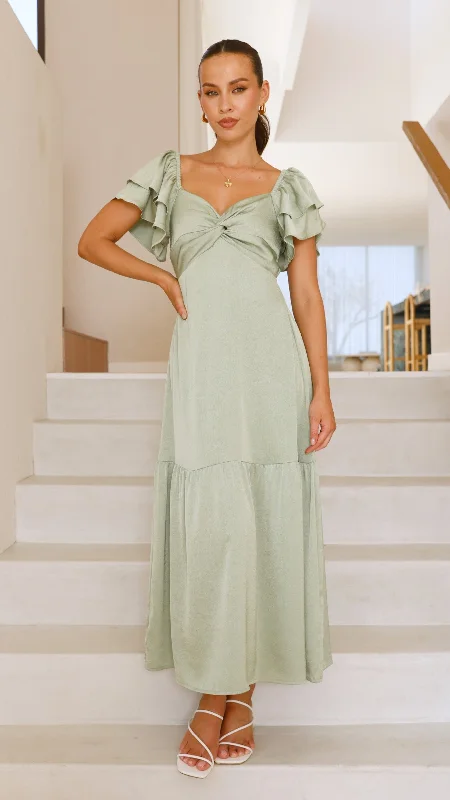 Averianna Maxi Dress - Sage Stylish Button-Up Maxi Dress