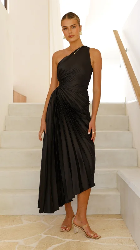 Olivia Maxi Dress - Black Elegant Maxi Dress with Lace