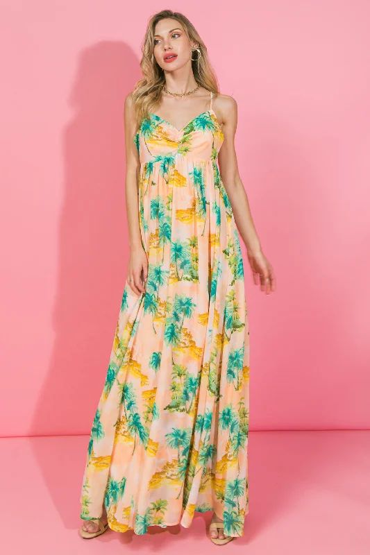 LET'S GET AWAY WOVEN MAXI DRESS Trendy Floral Print Maxi Dress