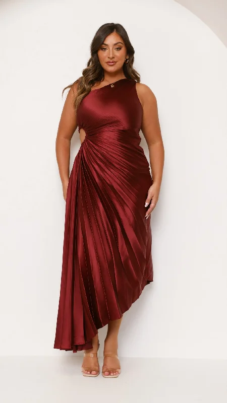 Olivia Maxi Dress - Wine Elegant Silk Maxi Dress