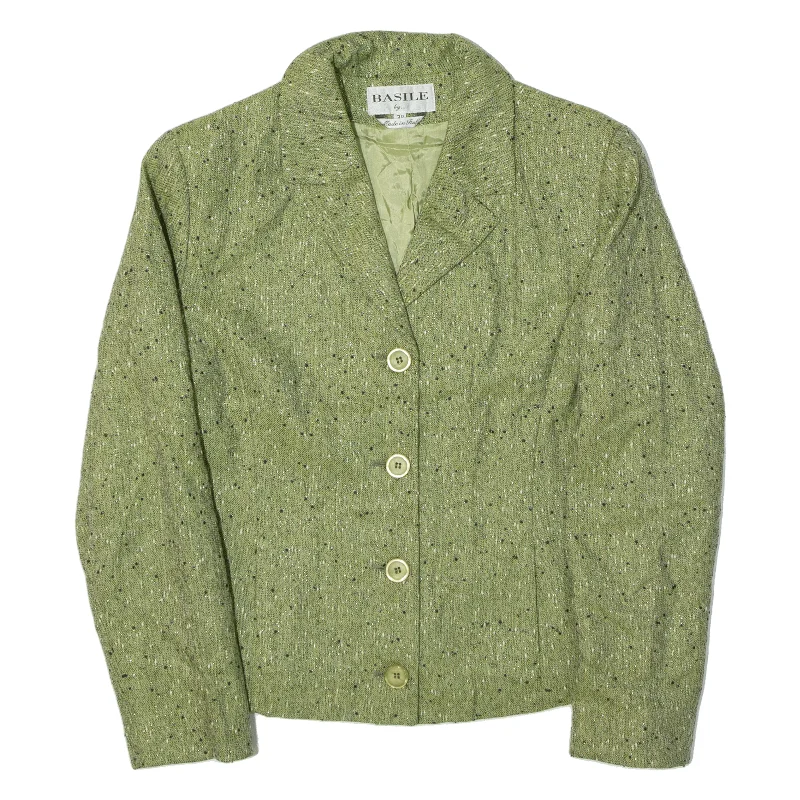 BASILE Womens Blazer Jacket Green Wool 90s XS Cotton Fabric Linen Fabric Terry Fabric