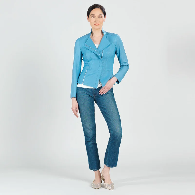 Liquid Leather™ Signature Jacket in Sky Blue Zippered Jacket Buttoned Jacket Snapped Jacket Liquid Leather™ Signature Jacket in Sky Blue Zippered Jacket Buttoned Jacket Snapped Jacket