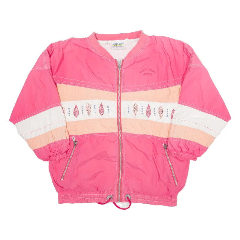 SUNSET SPORTSWEAR Womens Shell Jacket Pink 90s L Cardigan Sweater Pullover