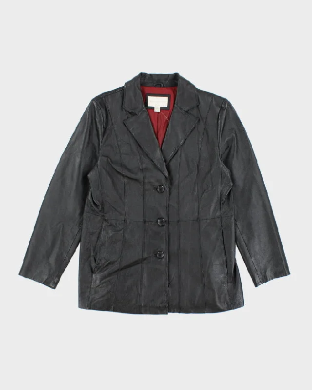 Vintage Worthington Black Leather Jacket - L Tailored Jacket Straight Jacket A-Line Jacket Vintage Worthington Black Leather Jacket - L Tailored Jacket Straight Jacket A-Line Jacket