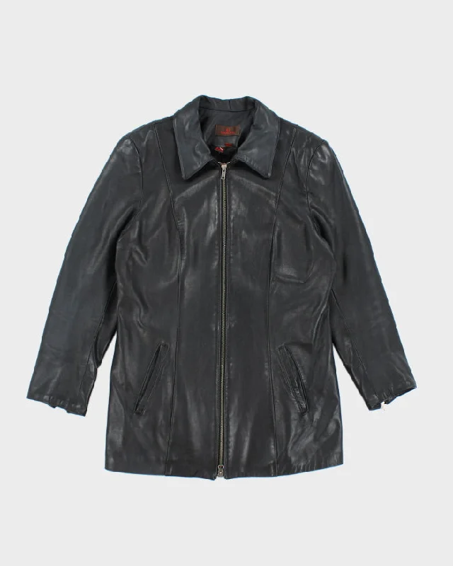 Vintage Y2K Danier Slim Fit Zip Up Leather Jacket - M Stand-Up Collar Roll-Neck Collar Turtle Neck