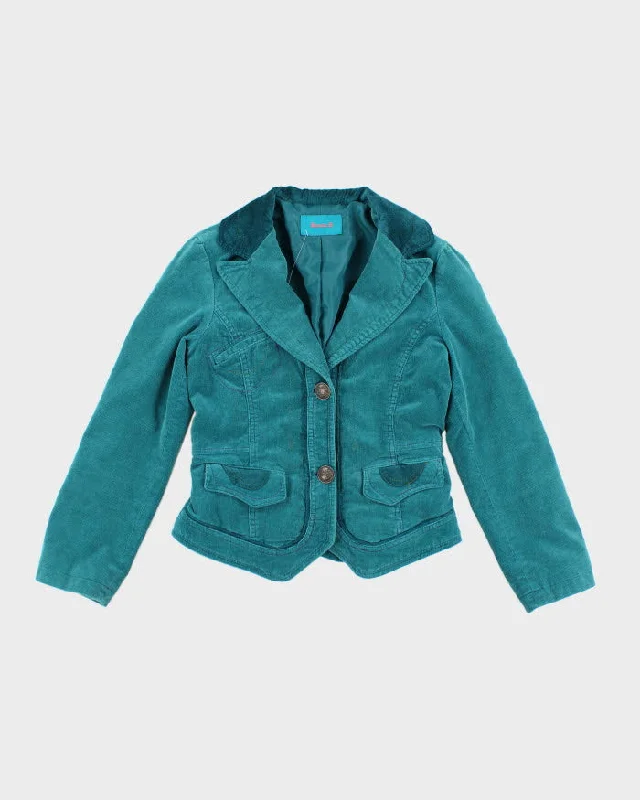 Y2k 00s Banila B Turquoise Corduroy Blazer Jacket - XS Plaid Jacket Tartan Jacket Houndstooth Jacket Y2k 00s Banila B Turquoise Corduroy Blazer Jacket - XS Plaid Jacket Tartan Jacket Houndstooth Jacket