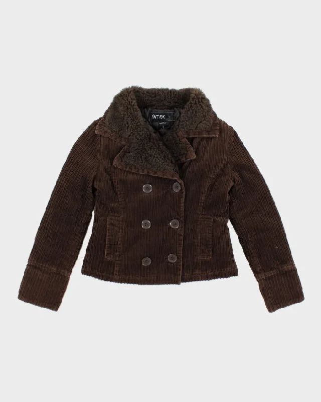 Y2k 00s Xntrik Brown Corduroy Jacket - M Print Jacket Jacquard Jacket Embroidered Jacket