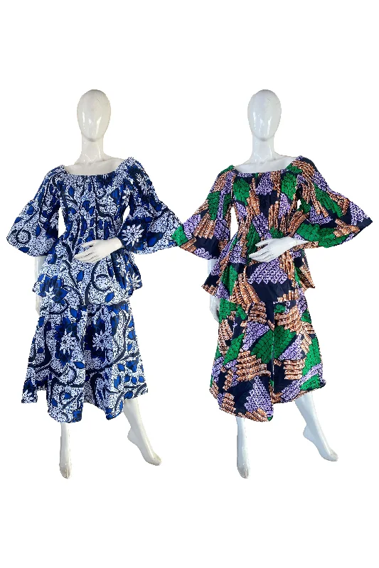 African Midi Skirt and Smoked Peplum Blouse (Pack of 2 Pieces) lightweight skirt design