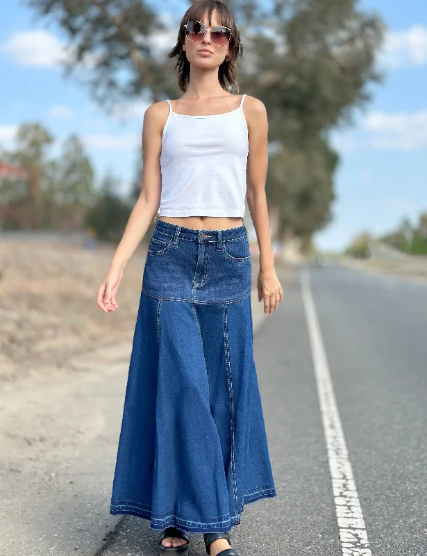 Charlie Denim Maxi Skirt lace skirt romantic