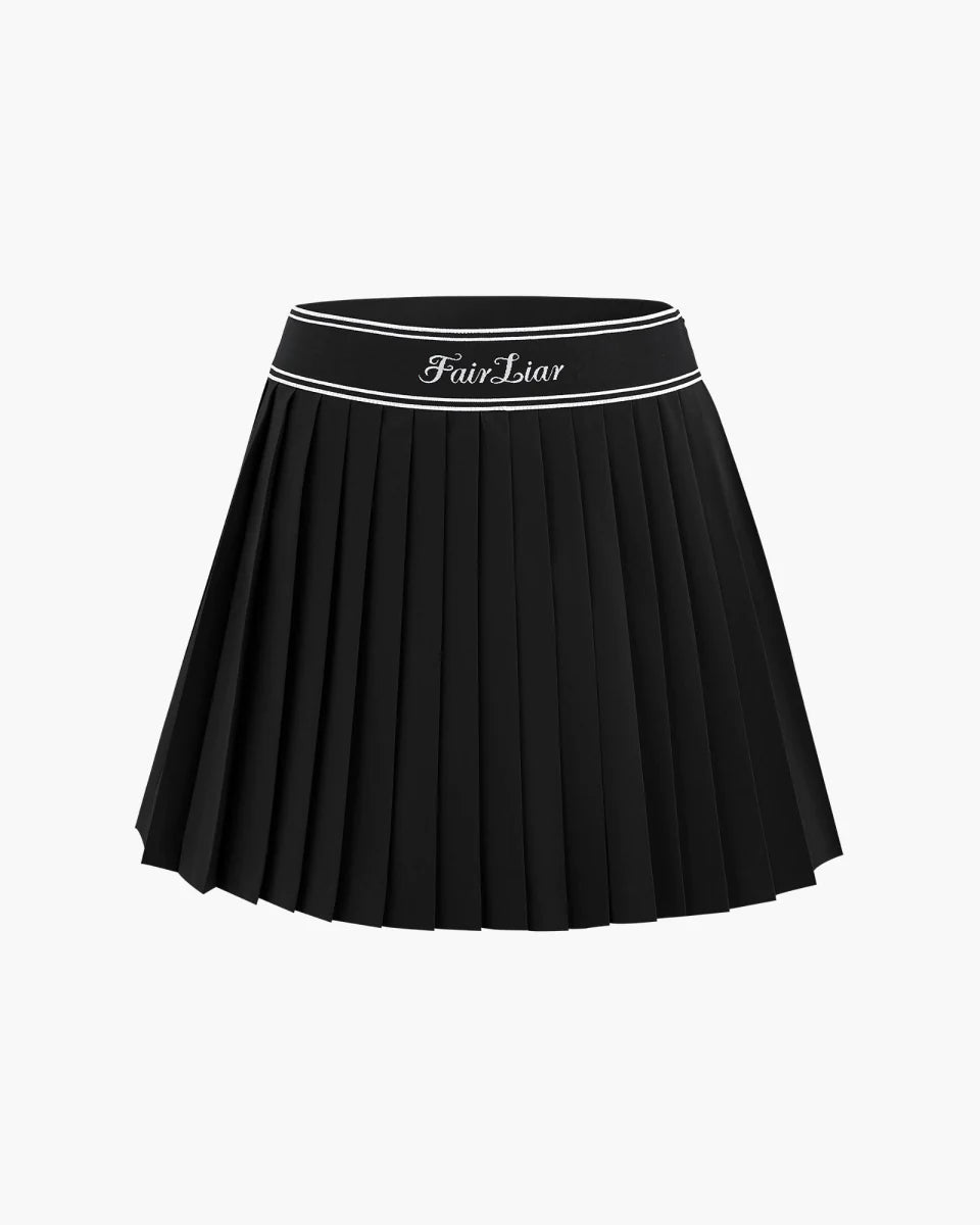 FAIRLIAR WOMEN LOGO JACQARD BAND PLEATED SKIRT silk skirt luxurious