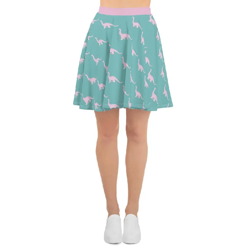 Dinosaur Skirt - Pink Brontosaurus silk skirt lustrous