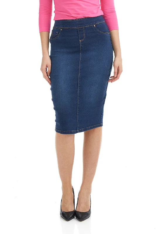 High Waisted Pull-on Jean Pencil Skirt 'Siena' tiered skirt playful