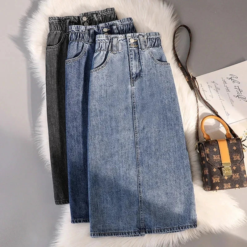 Denim Skirt Women High Waist Wrapped Hip Skirt Casual Skirt denim skirt classic