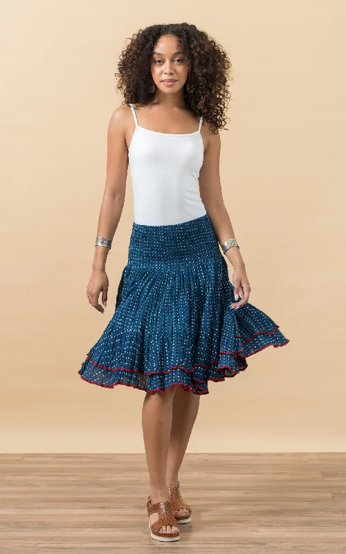 Macarena Skirt, Mini, Indigo Dot summer skirt style