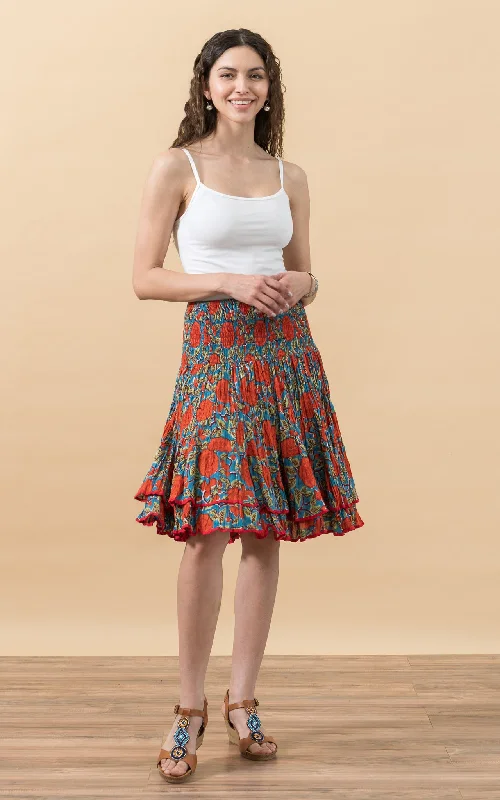 Macarena Skirt, Mini, Turquoise & Orange Rose midi skirt versatile