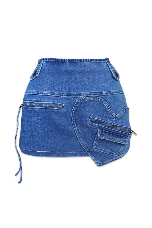 Queen of Hearts Mid Rise Denim Skirt seamless skirt comfort