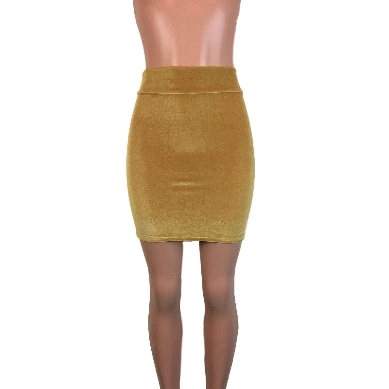 Pencil Skirt - Gold Velvet a-line skirt cut