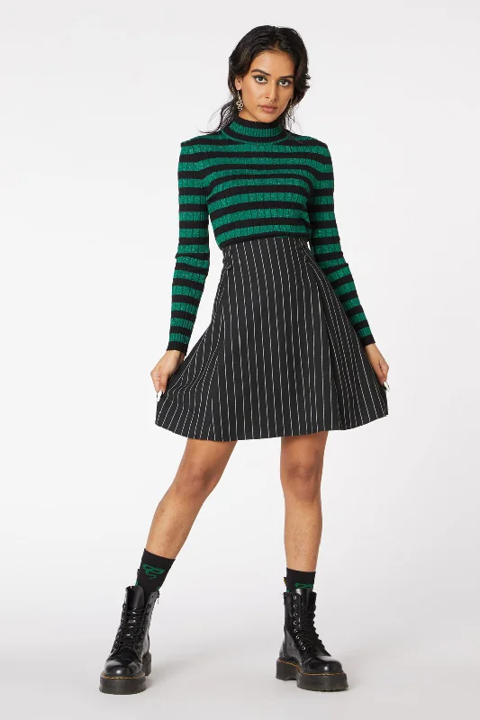 Pin Stripe Pleat Mini Skirt velvet skirt plush