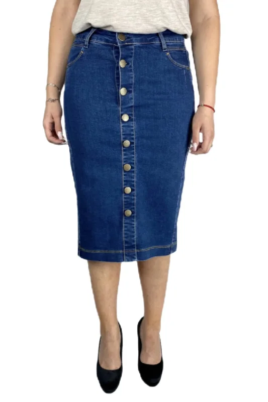 Plus Denim Button Skirt 214-53F mini skirt trendy