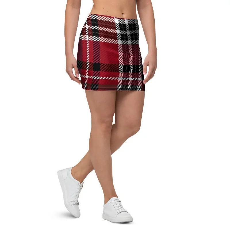 Tartan Plaid Print Mini Skirt wool skirt warm