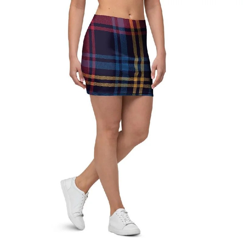 Tartan Print Mini Skirt tiered skirt playful